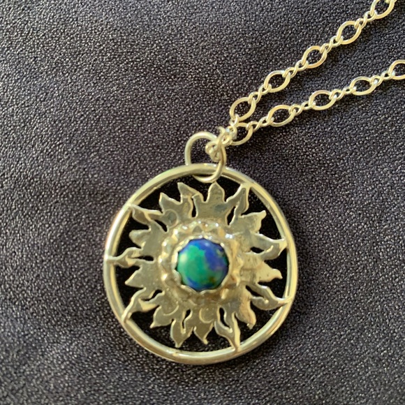 Sterling silver pendant w/ azurite malachite stone - Picture 5 of 8